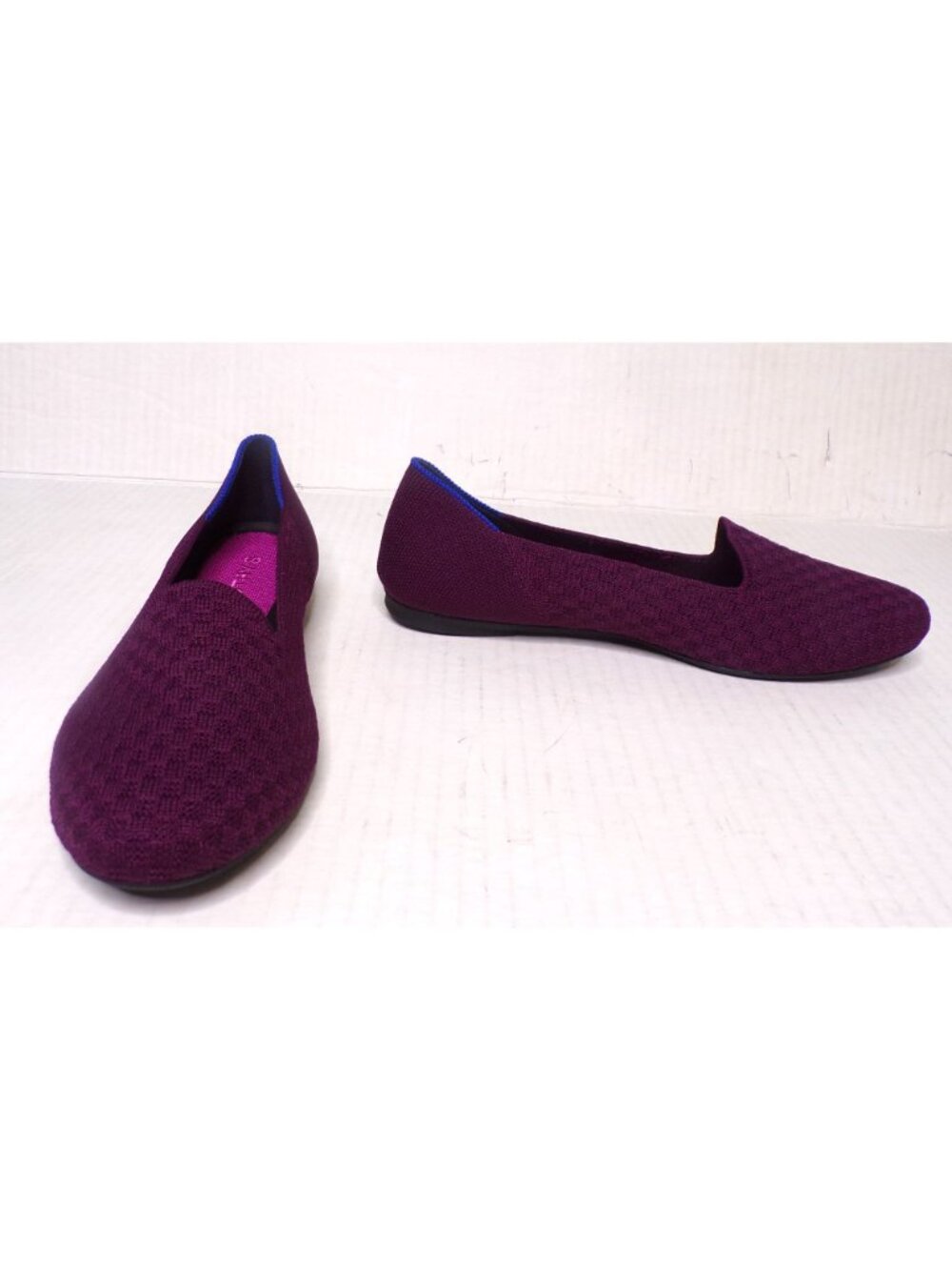 🆕ROTHY'S Almond Toe Quilted Lattice Loafer Shoe 8.5 Berry Burgundy Plum - Picture 2 of 8